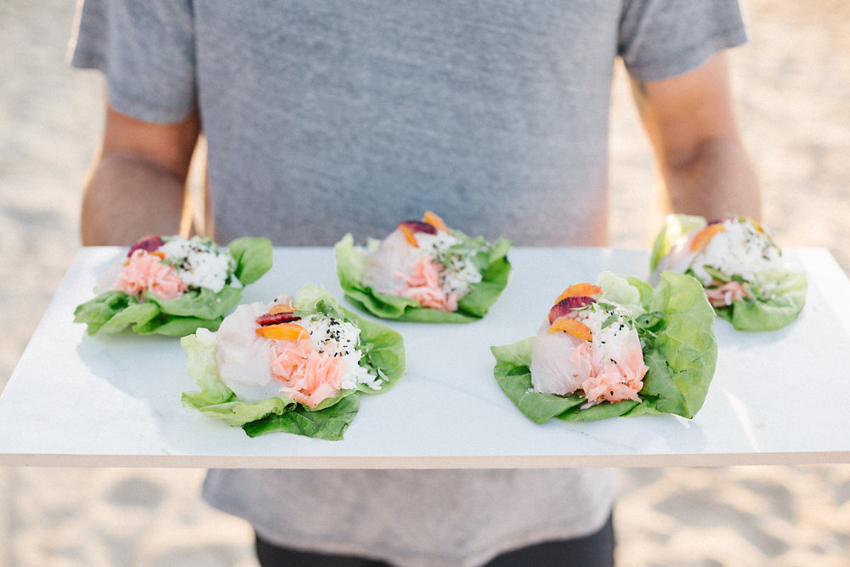 Summer Dinner Party on the Beach Hamachi Lettuce Cup